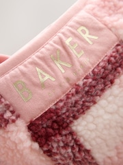Baker by Ted Baker Pink Check Print Bow Borg Hooded Fleece - Image 15 of 16