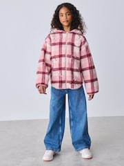 Baker by Ted Baker Pink Check Print Bow Borg Hooded Fleece - Image 2 of 7