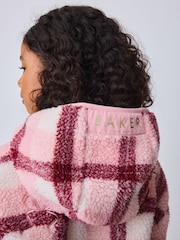 Baker by Ted Baker Pink Check Print Bow Borg Hooded Fleece - Image 4 of 7