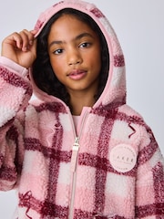 Baker by Ted Baker Pink Check Print Bow Borg Hooded Fleece - Image 5 of 7