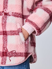 Baker by Ted Baker Pink Check Print Bow Borg Hooded Fleece - Image 6 of 7