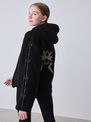 Baker by Ted Baker Black Baker by Ted Baker Zip-Through Hooded Bow Black Fleece - Image 1 of 16