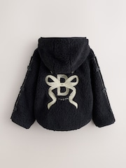 Baker by Ted Baker Black Baker by Ted Baker Zip-Through Hooded Bow Black Fleece - Image 10 of 16