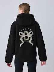 Baker by Ted Baker Black Baker by Ted Baker Zip-Through Hooded Bow Black Fleece - Image 4 of 16