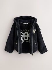 Baker by Ted Baker Black Baker by Ted Baker Zip-Through Hooded Bow Black Fleece - Image 9 of 16