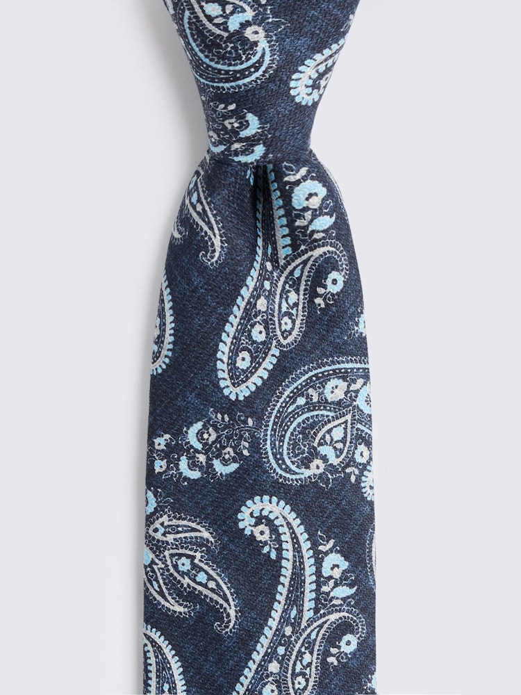 MOSS Blue Bottinelli Silk Paisley Tie - Image 2 of 2