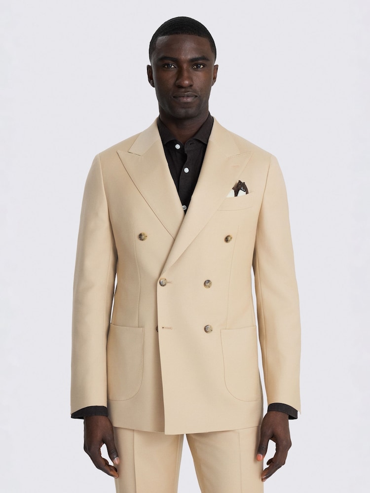 MOSS Cream Tailored Fit Twill Suit Jacket - Image 1 of 4