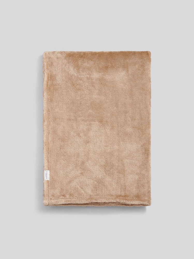 U.S. Polo Assn. Camel Premium Fleece Throw - Image 1 of 6
