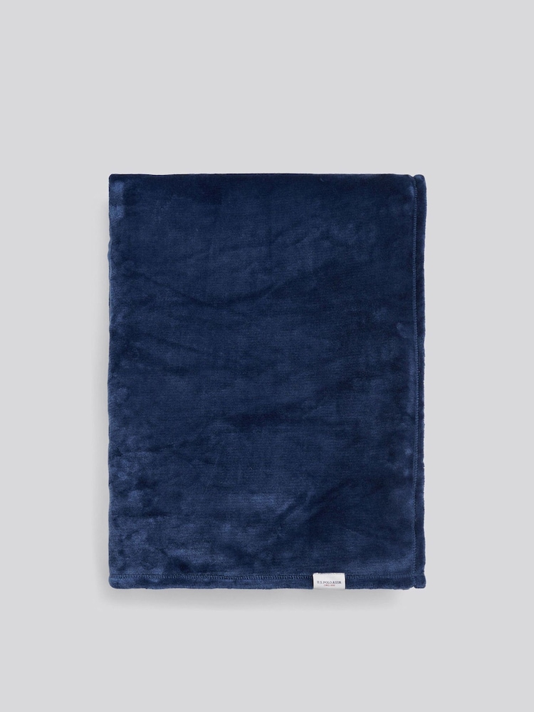 U.S. Polo Assn. Ensign Blue Premium Plush Fleece Throw - Image 1 of 6