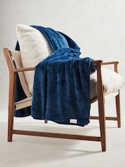 U.S. Polo Assn. Ensign Blue Premium Plush Fleece Throw - Image 6 of 6