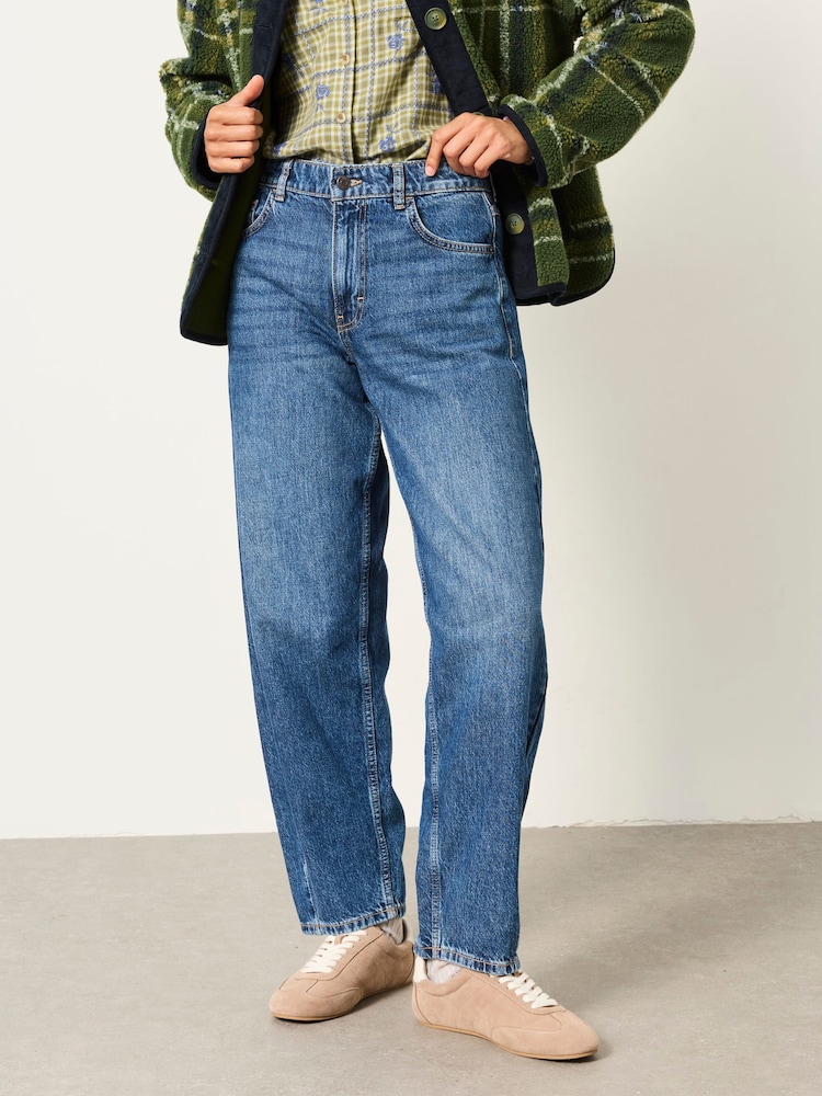 FatFace Camber Mid Blue Petite Barrel Jeans - Image 1 of 6 FatFace Camber Mid Blue Petite Barrel Jeans - Image 1 of 6