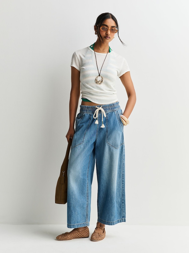 Free People Blue Easy Peasy Pull On Jeans - Image 1 of 6
