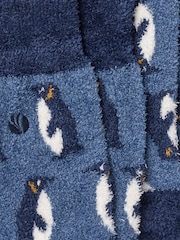 FatFace Blue Penguin Fluffy Socks - Image 2 of 2