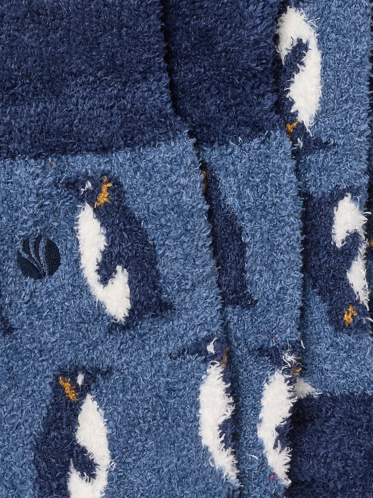 FatFace Blue Penguin Fluffy Socks - Image 2 of 2