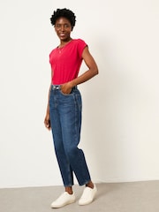 FatFace Marlow Dark Blue Petite Taper Leg Jeans - Image 3 of 6