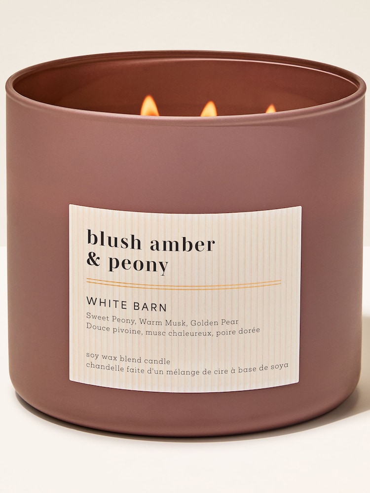 Bath & Body Works Blush Amber & Peony 3 Wick Candle 411g - Image 1 of 3