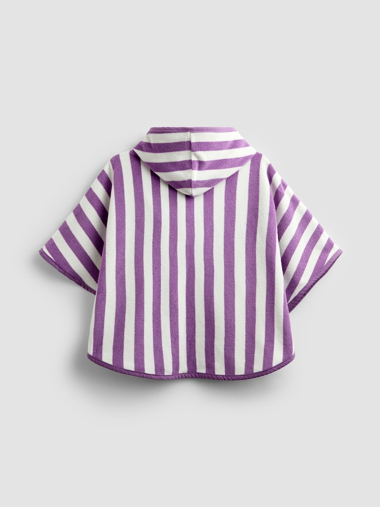 JoJo Maman Bébé Lilac Stripe Fruit Hooded Poncho Towel - Image 2 of 4