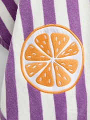 JoJo Maman Bébé Lilac Stripe Fruit Hooded Poncho Towel - Image 4 of 4