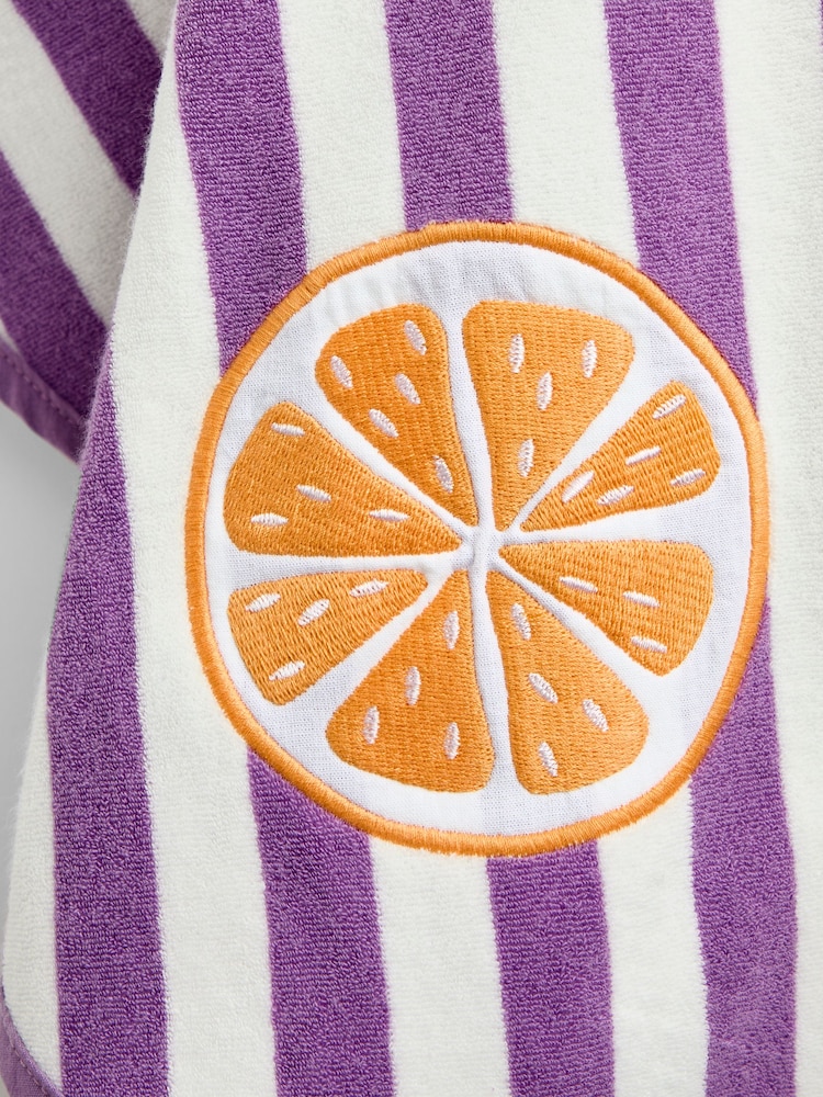 JoJo Maman Bébé Lilac Stripe Fruit Hooded Poncho Towel - Image 4 of 4