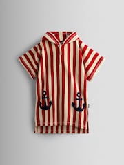 JoJo Maman Bébé Red Stripe Anchor Hooded Poncho Towel - Image 1 of 4
