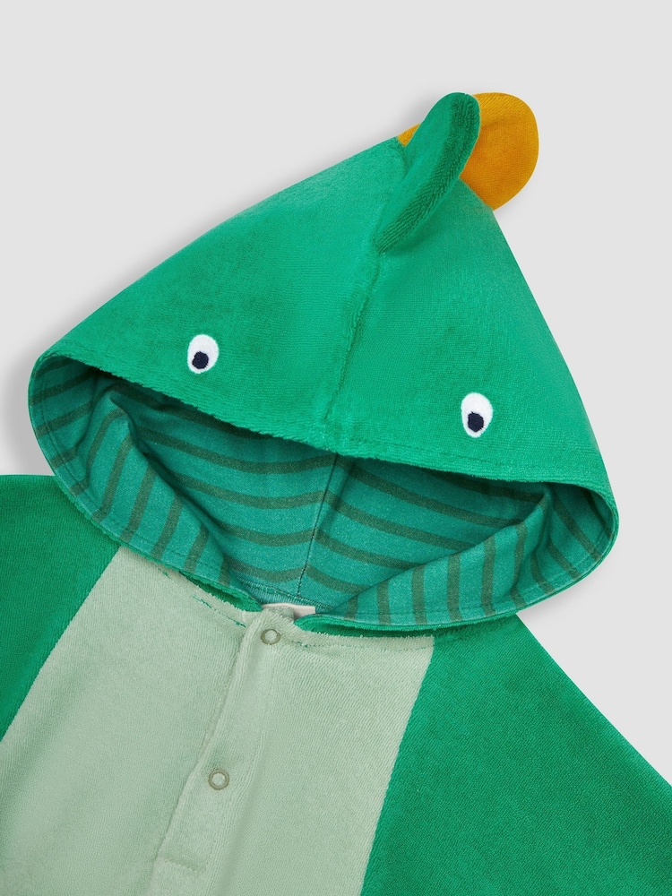 JoJo Maman Bébé Green Dinosaur Character Hooded Poncho Towel - Image 4 of 4