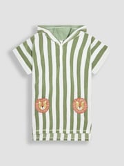 JoJo Maman Bébé Green Stripe Lion Hooded Poncho Towel - Image 1 of 4