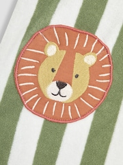 JoJo Maman Bébé Green Stripe Lion Hooded Poncho Towel - Image 4 of 4
