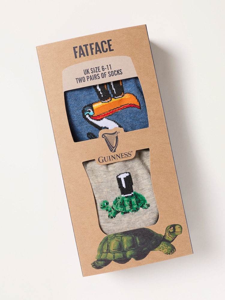 FatFace Multi 2 Pack Guinness Socks in a Gift Box - Image 1 of 3 FatFace Multi 2 Pack Guinness Socks in a Gift Box - Image 1 of 3