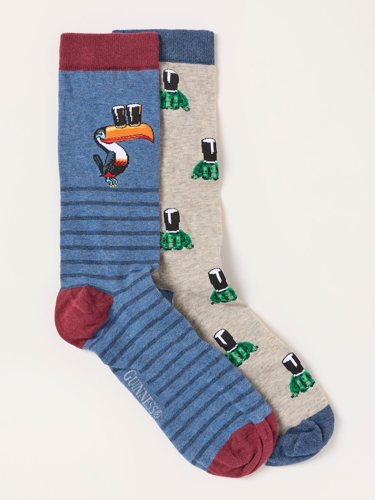 FatFace Multi 2 Pack Guinness Socks in a Gift Box - Image 2 of 3 FatFace Multi 2 Pack Guinness Socks in a Gift Box - Image 2 of 3