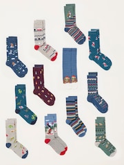 FatFace Multi 12 Days Of Socks Christmas Advent Calendar - Image 3 of 3