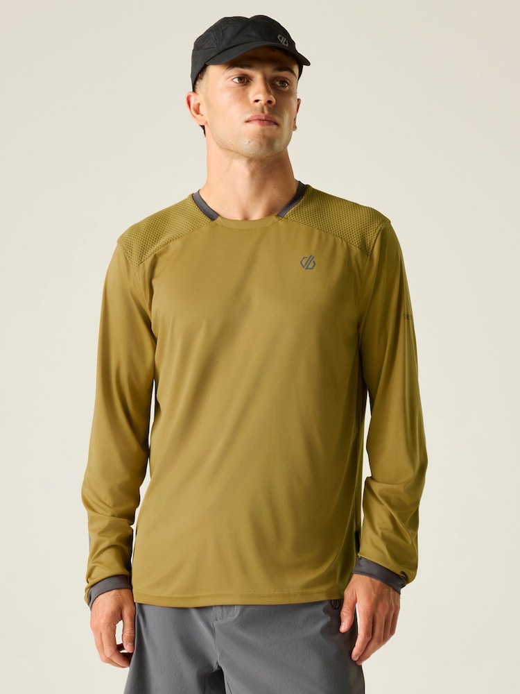 Dare 2b Brown Trackstand Ace Long Sleeve T-Shirt - Image 1 of 9 Dare 2b Brown Trackstand Ace Long Sleeve T-Shirt - Image 1 of 9
