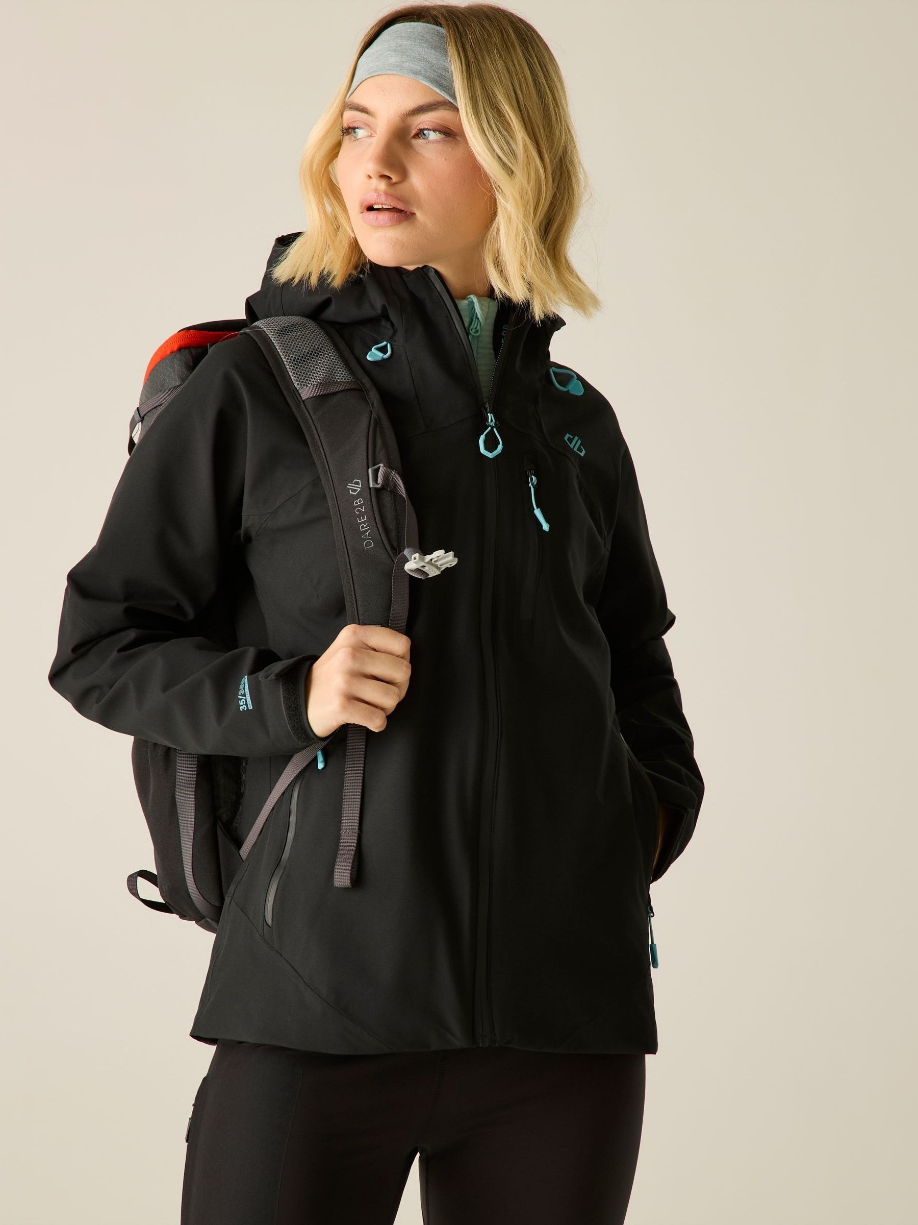 Dare 2B Women's Jet Black Torrek Iii Hooded Stretch Walking Waterproof Jacket In Size 20 - Image 7