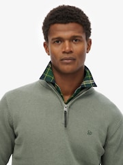 ירוק - Superdry סוודר כותנה בייסיק עם חצי רוכסן - תמונה 4 מתוך 7