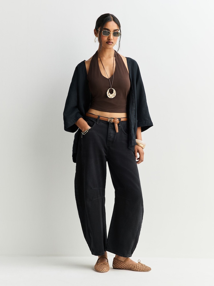 Schwarz - Free People Good Luck Mid Rise Barrel Jeans - Bild 1 von 6