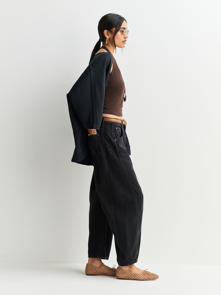 Schwarz - Free People Good Luck Mid Rise Barrel Jeans - Bild 2 von 6