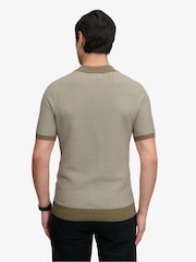 Superdry Green Johnny Collar Knitted Polo Shirt - Image 2 of 7