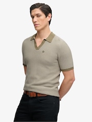 Superdry Green Johnny Collar Knitted Polo Shirt - Image 4 of 7