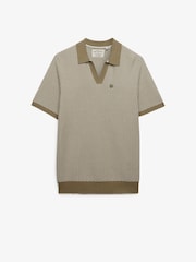 Superdry Green Johnny Collar Knitted Polo Shirt - Image 6 of 7