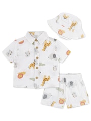 Valkoinen - Huggies Shirt, Shorts & Hats 3 Piece Set - Kuva 1 / 4