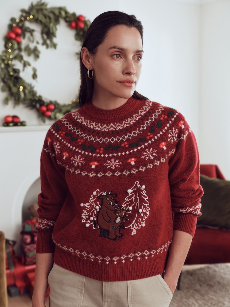 Gruffalo Red Fairisle Family Matchback Christmas Jumper - Image 1 of 5 Gruffalo Red Fairisle Family Matchback Christmas Jumper - Image 1 of 5