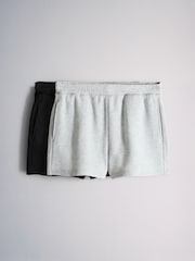 The Set 2 Pack Fold-Over Waist Sweat Shorts Grey Marl/Black - Image 2 of 9