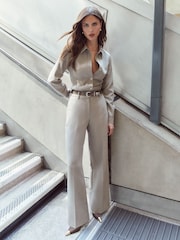 Lipsy Neutral Wide Leg Tailored Trousers - Image 1 of 2