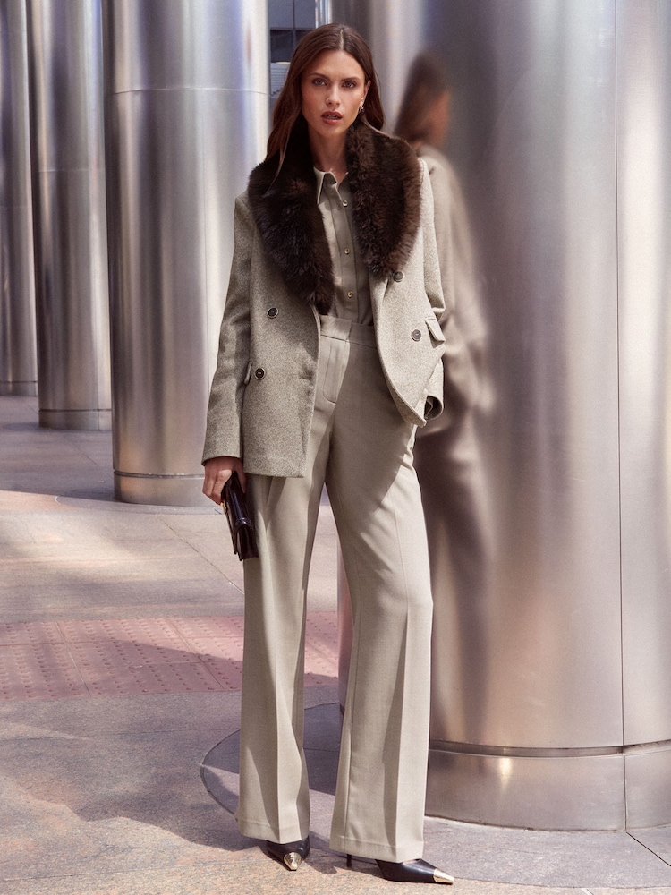 Lipsy Neutral Wide Leg Tailored Trousers - Image 2 of 2