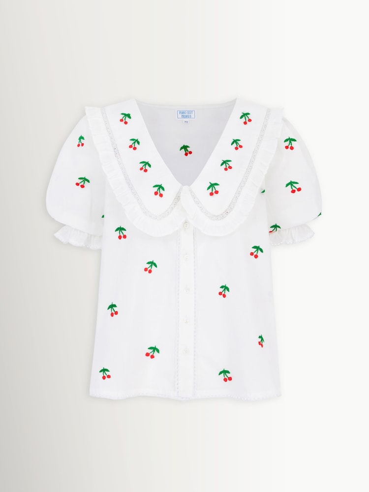 Pink City Prints White Ava Blouse - Image 1 of 1