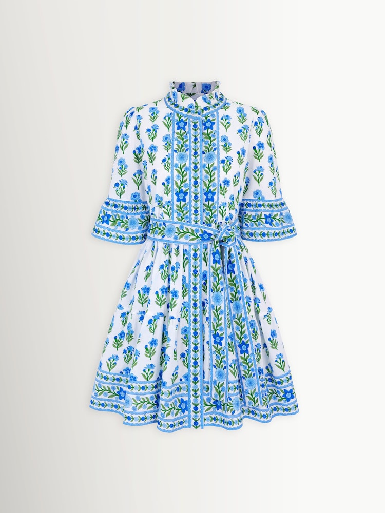 Pink City Prints Blue Gemma Mini Dress - Image 1 of 1