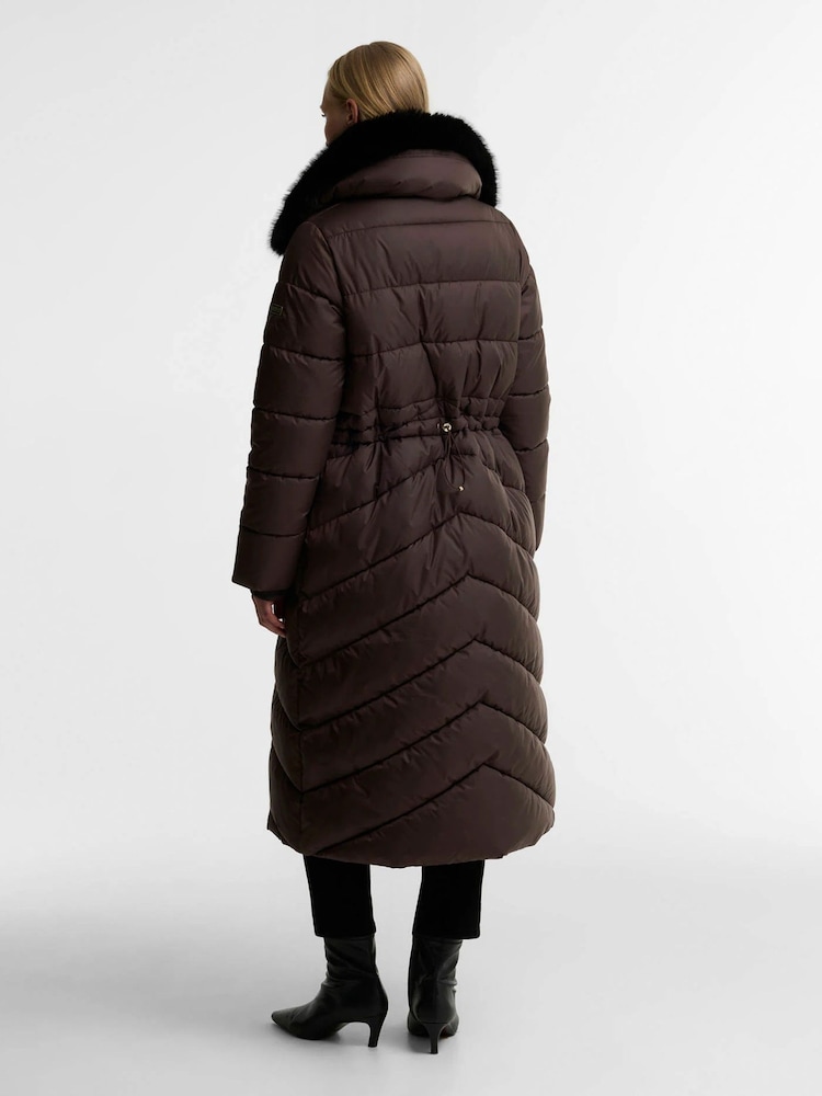 Barbour International Brown Longline Cyrus Puffer Jacket - Image 2 of 5 Barbour International Brown Longline Cyrus Puffer Jacket - Image 2 of 5
