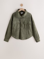 Verde caqui - Soft Corduroy Funnel Overhead Shacket - Imagen 6 de 8
