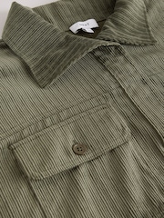 Verde caqui - Soft Corduroy Funnel Overhead Shacket - Imagen 7 de 8