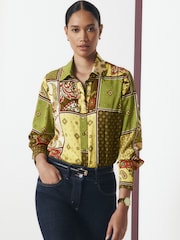 Multicoloured Scarf Print Long Sleeve Shirt - Image 1 of 8