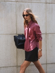 Burgundy/Pink Stripe Long Sleeve Shirt with Removable Tie - Image 3 of 4